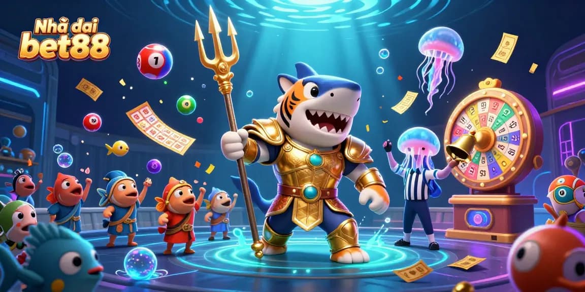 Experience thrilling gaming action at Nhà cái bet88 featuring vibrant underwater casino elements and dynamic lottery activities.