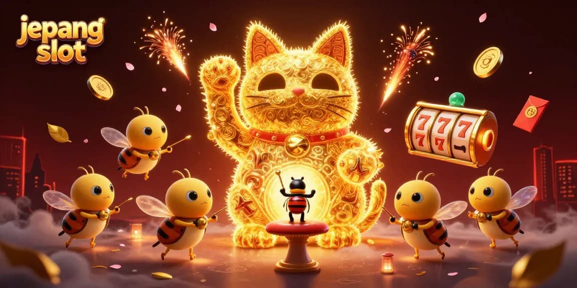 Experience the excitement of jepang slot with dynamic gaming symbols illustrated in an enchanting scene.