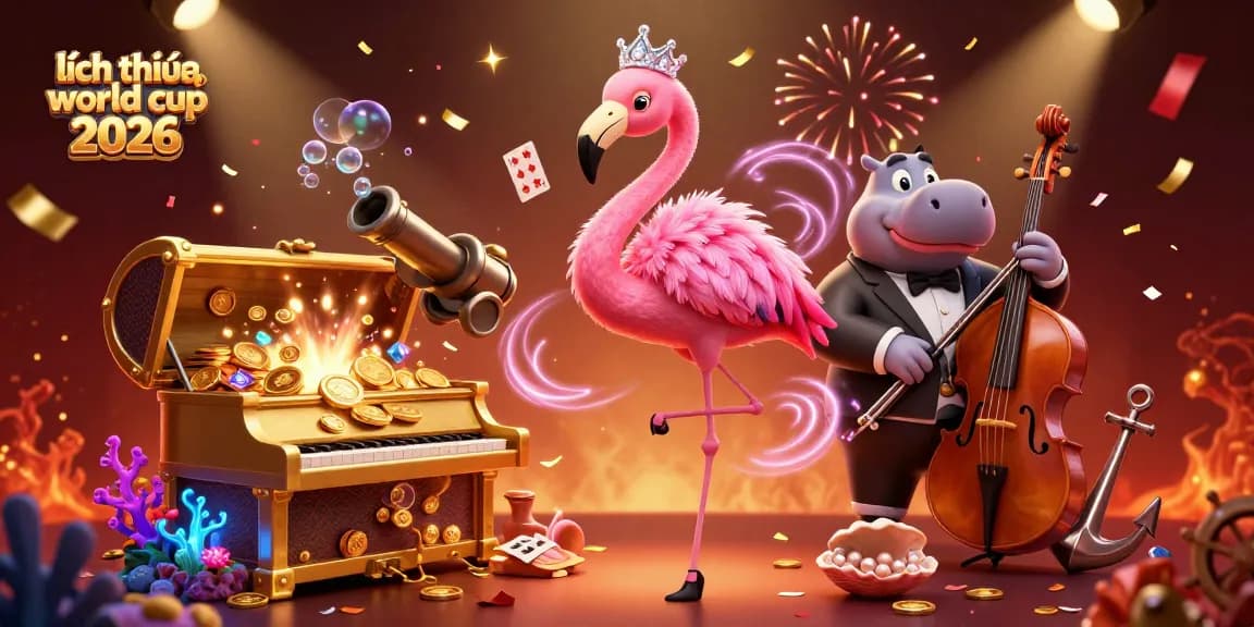 Experience the vibrant atmosphere of lịch thi đấu world cup 2026 with a 3D casino-themed illustration full of excitement.