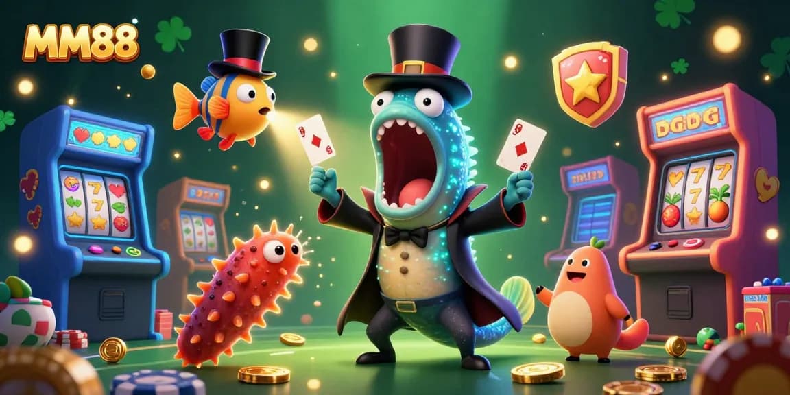 Experience thrilling MM88 gameplay with a vibrant underwater casino scene, showcasing fun characters and magical elements.