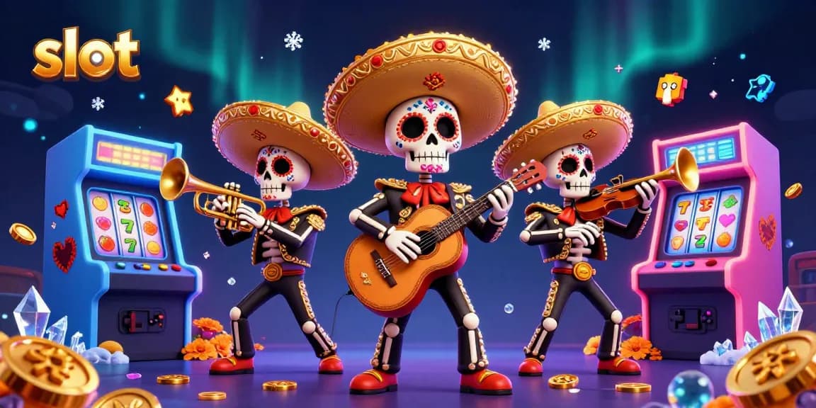 Spin the slot reels while enjoying the lively atmosphere of a mariachi band in this vibrant casino scene.