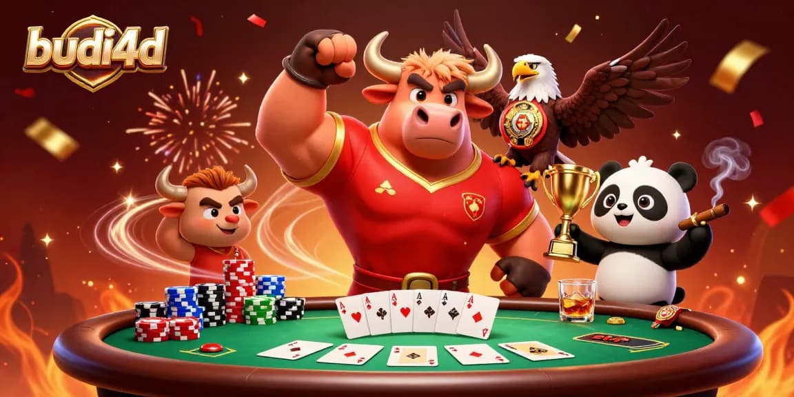Experience the thrill with budi4d's dynamic poker scene featuring vibrant characters and winning elements.