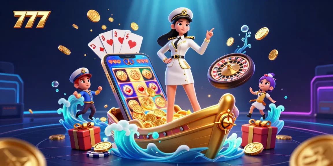 Win big with thrilling 777 slots, showcasing vibrant casino elements and an elegant atmosphere.