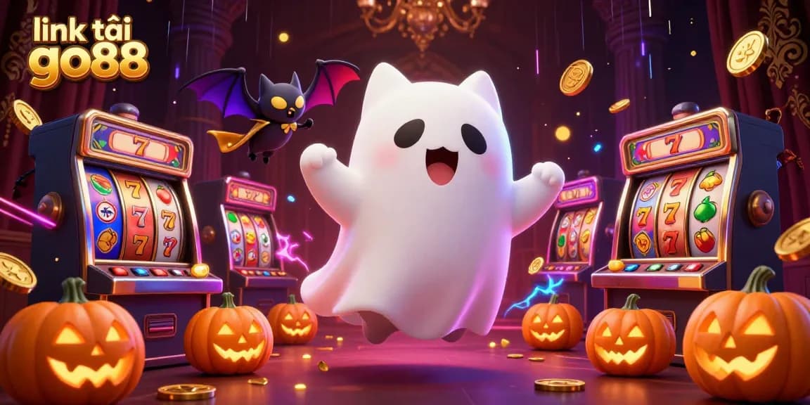 Win exciting prizes with link tải go88 as a friendly ghost cat celebrates in a haunted casino!
