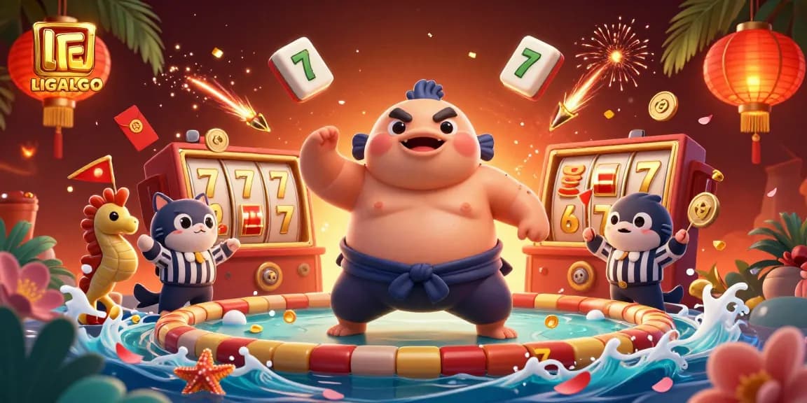 LIGALGO slots come alive in a thrilling underwater ring with vibrant characters and casino elements.