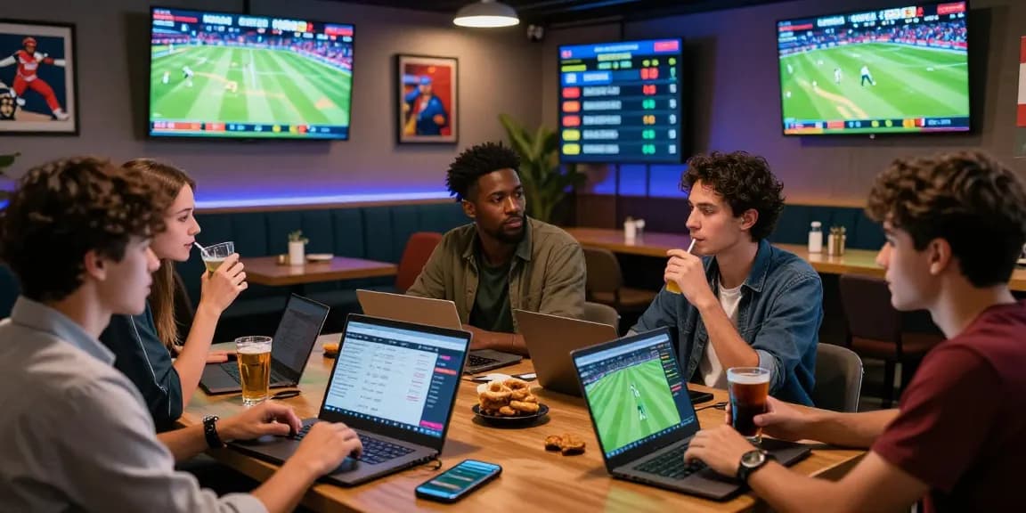 Exciting live sports betting scene showcasing Velki Login with diverse bettors engaging over matches.