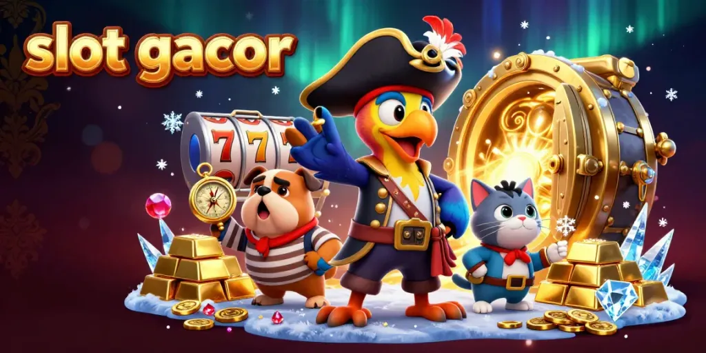 Menang besar di slot gacor dengan simbol dan elemen kasino yang menggiurkan dalam ilustrasi 3D.