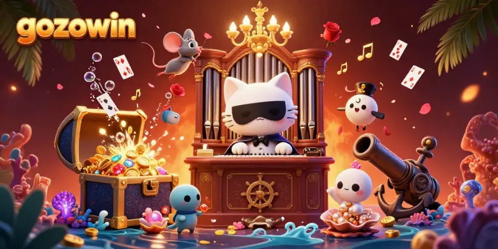 Engage in thrilling gameplay at gozowin with vibrant 3D fantasy elements depicting a casino scene.