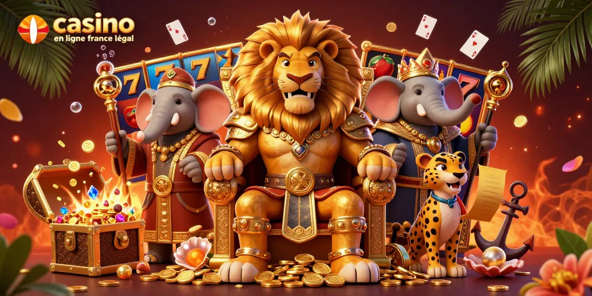 Découvrez des machines à sous palpitantes sur casino en ligne france légal avec une scène de casino 3D vibrante mettant en avant des jeux et personnages emblématiques.