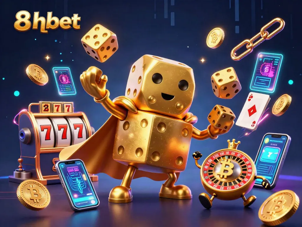 Engage with 8xbet's dynamic gaming universe, featuring vibrant casino elements and characters.