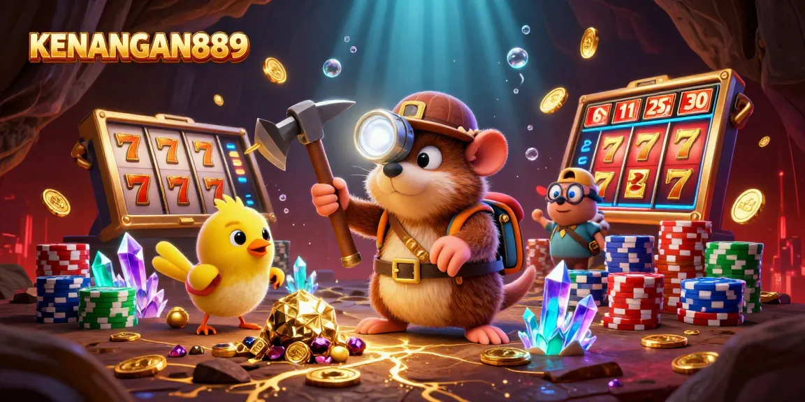 Play exciting slot games at KENANGAN889 while the treasure hunter mole explores a cave of gems.