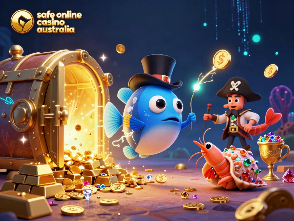 Engage in the thrill of winning at a safe online casino Australia with vibrant characters and treasures.