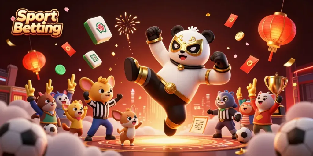 Experience the excitement of Sport Betting with lively characters, sports elements, and vibrant colors in this dynamic scene.