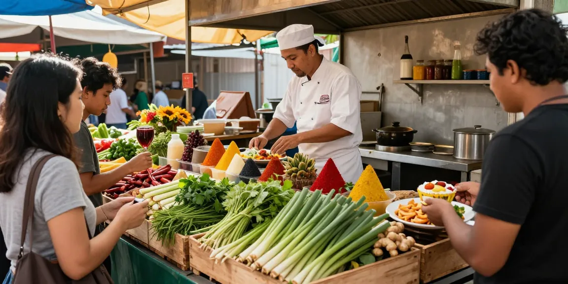 Fresh ingredients including ginger and lemongrass in a vibrant market scene, showcasing the essence of healthy cooking and innovation with สล็อต.