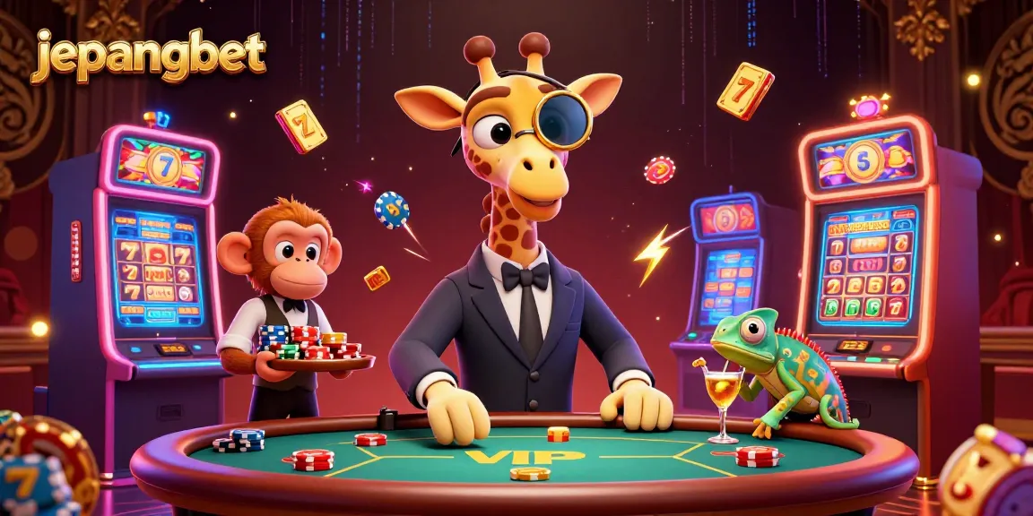 Engage with jepangbet's thrilling slot experience featuring vibrant characters and lively casino elements.