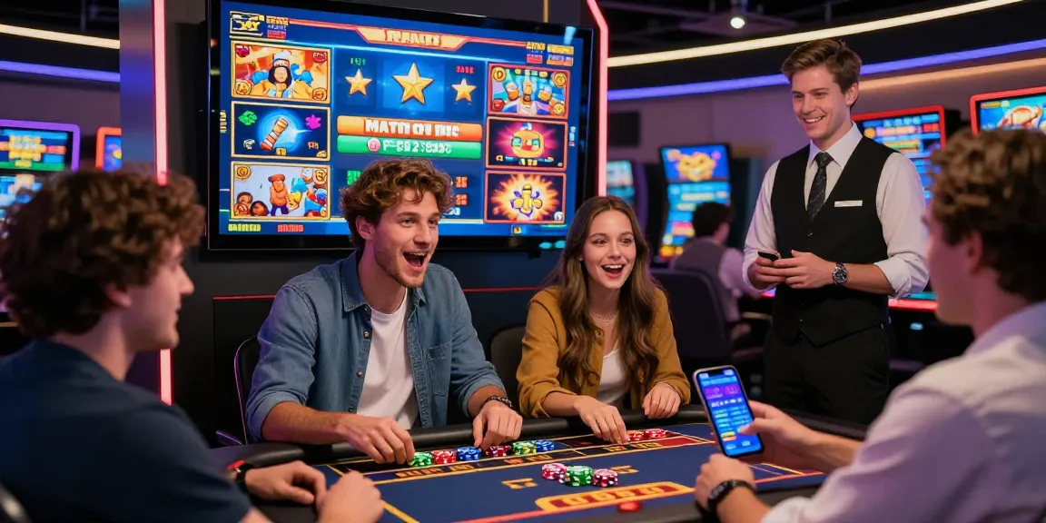Permainan slot online 337sports dengan pemain merayakan kemenangan besar dalam suasana modern dan dinamis.