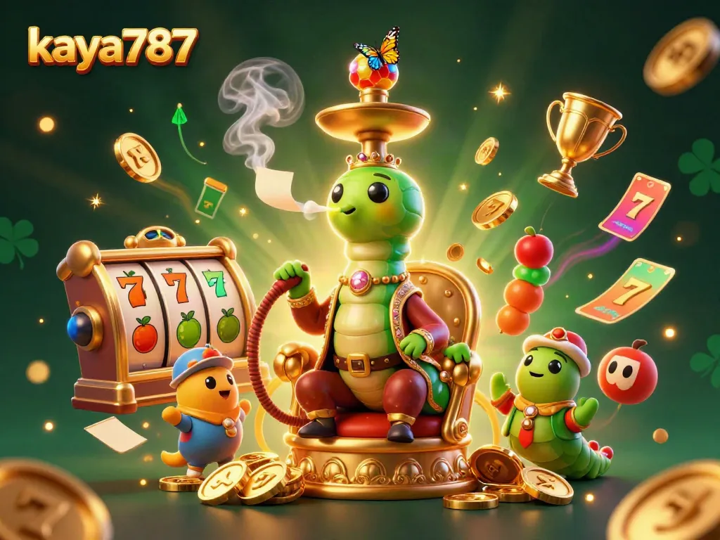 Spinning slot reels and golden coins embody kaya787's winning gaming spirit, igniting excitement.