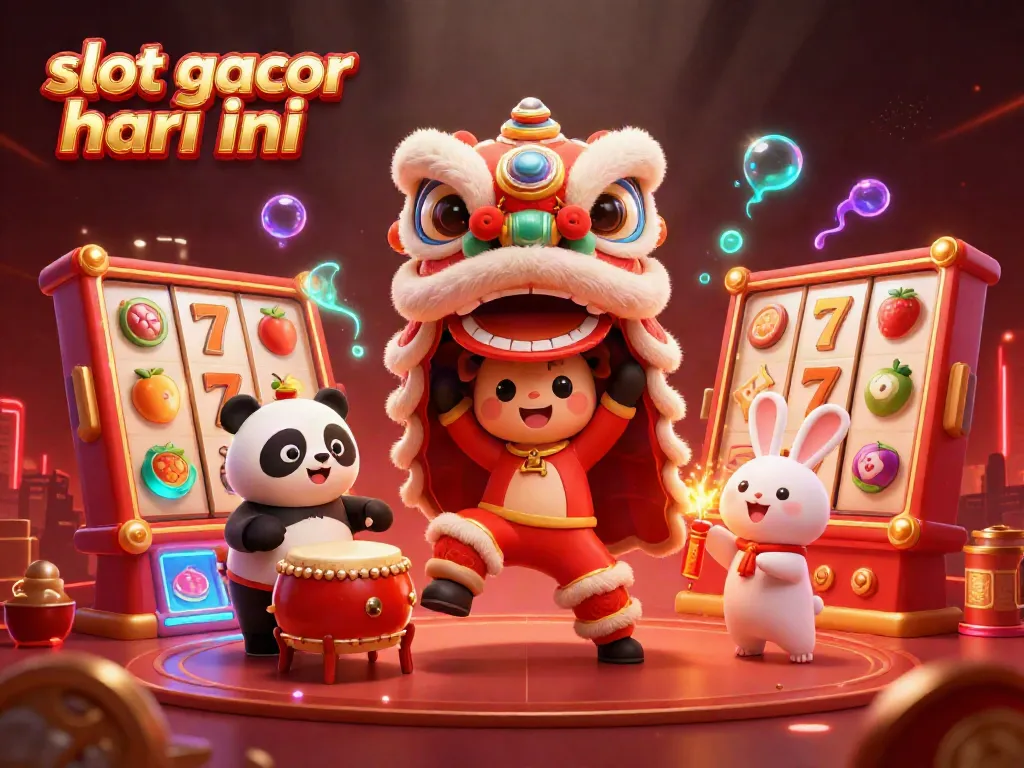 Visual menggembirakan dari slot gacor hari ini dengan karakter unik dalam suasana meriah kasino.