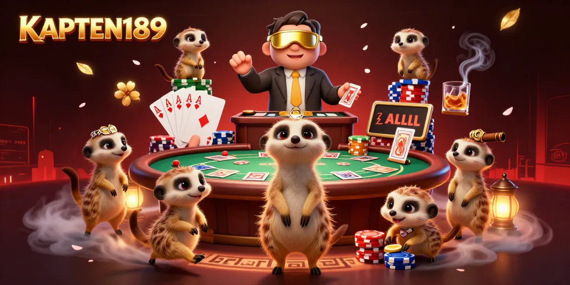 KAPTEN189 menampilkan koloni meerkat 3D yang menjalankan operasi kasino megah dengan keseruan taruhan.