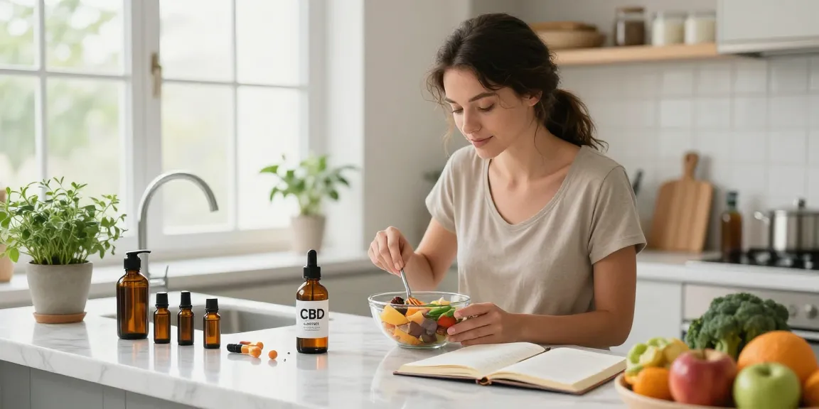 Legal vaping age in Cyprus observed in a vibrant kitchen scene with CBD oil, organic produce, and wellness products promoting a healthy lifestyle.