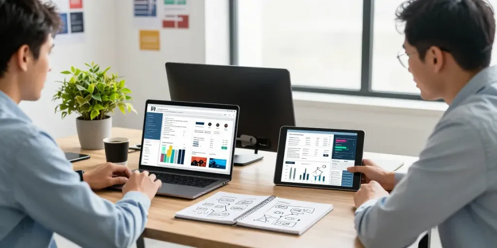 Sabi4d marketing strategy workspace with campaign analytics and creative brainstorming.