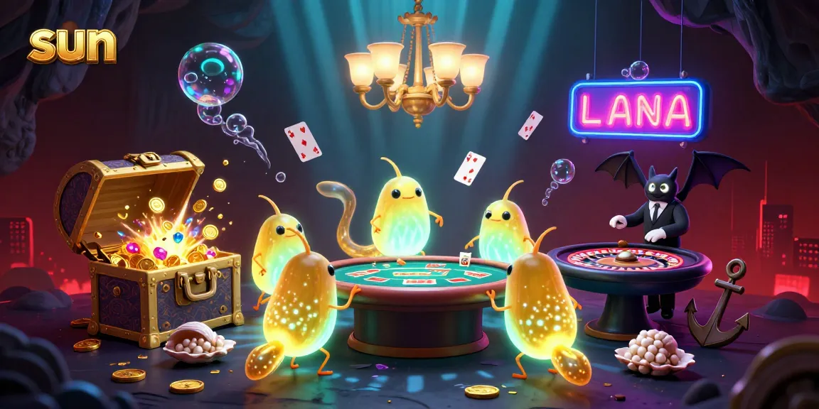 Win with exciting casino games as glowworms illuminate a vibrant underwater scene featuring the brand sun.