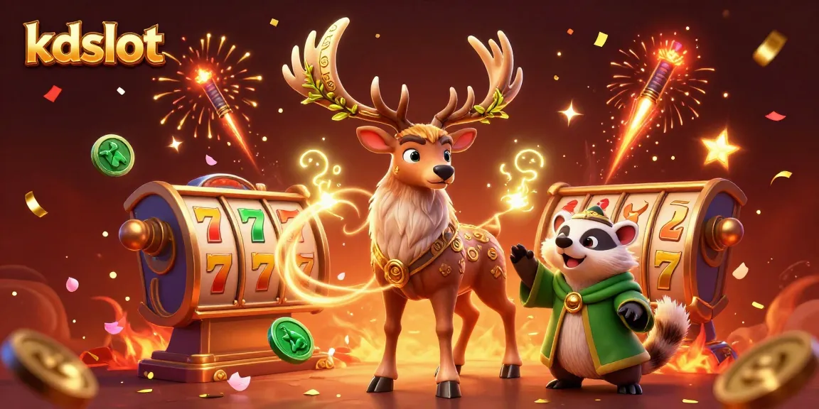 KDSlot reveals an enchanting 3D illustration of a Celtic stag and wise badger celebrating the thrill of online slots.