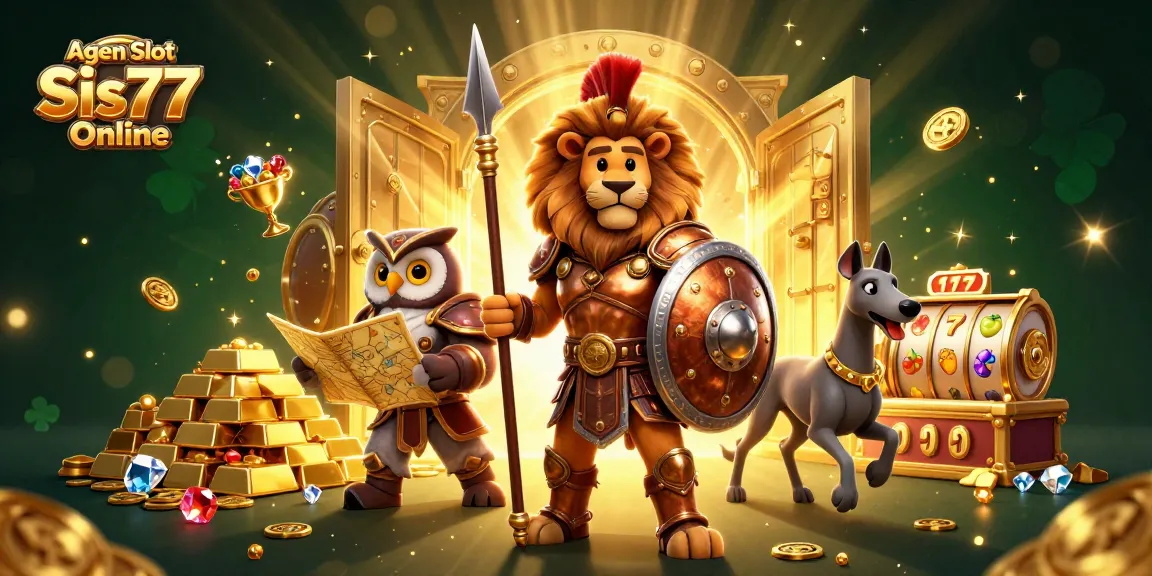 Agen Slot Sis77 Online menghadirkan ilustrasi 3D berkualitas tinggi dengan karakter kasino yang penuh aksi, menampilkan slot berkedip dan harta karun