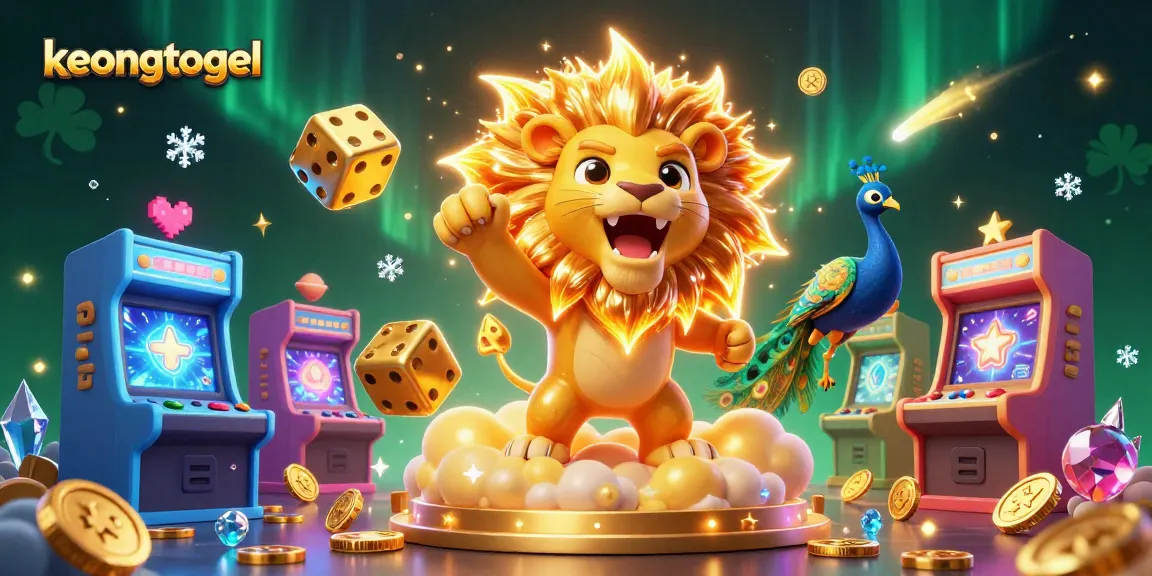 Engage with keongtogel and its vibrant casino scene featuring colorful games, characters, and golden visuals.