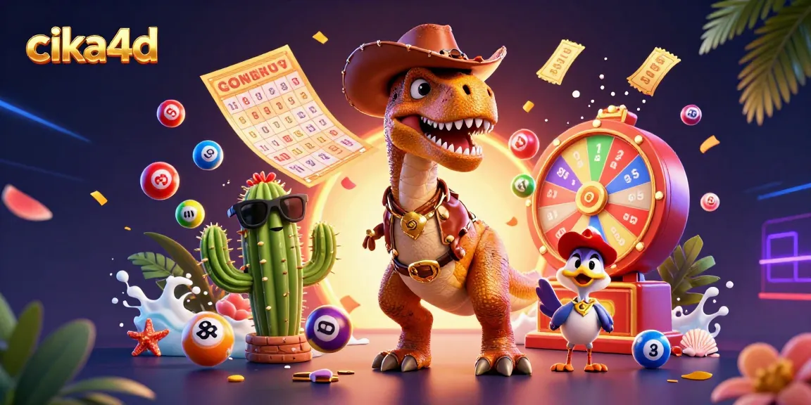 Cika4d engaging players with colorful lottery elements and dynamic characters in a casino setting.