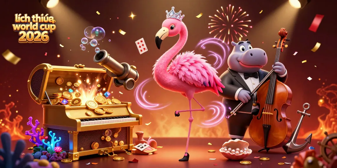Experience the vibrant atmosphere of lịch thi đấu world cup 2026 with a 3D casino-themed illustration full of excitement.