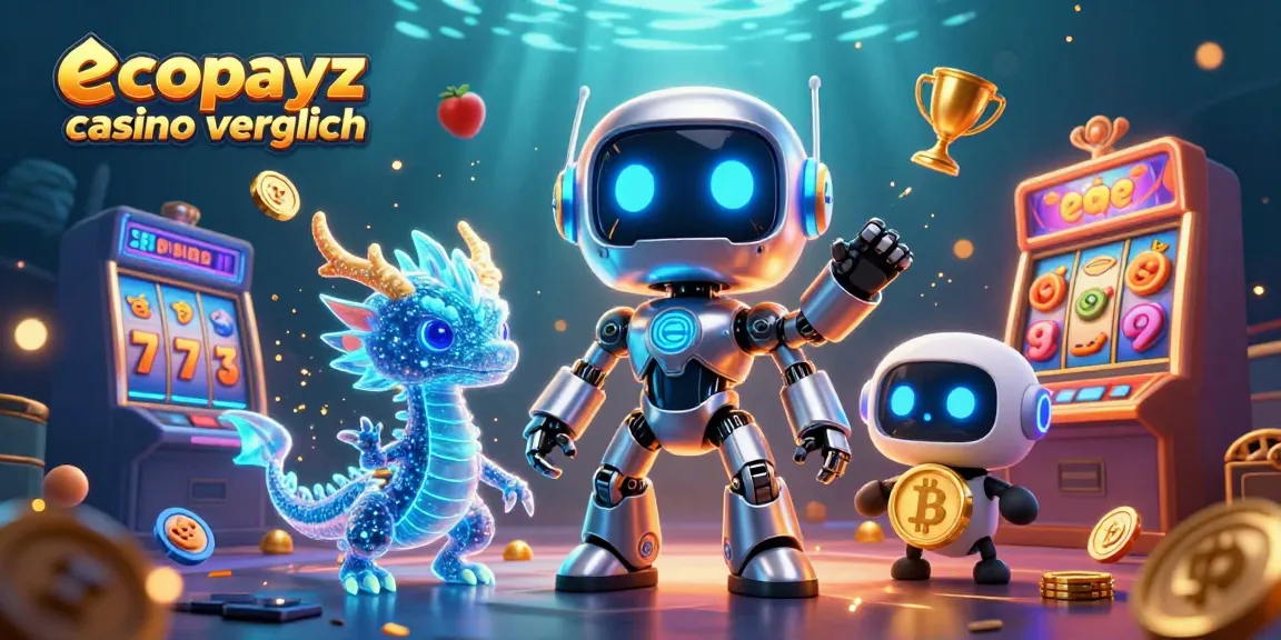 Engaging ecopayz casino vergleich visual showing a futuristic robot and dragon amidst vibrant slot elements.