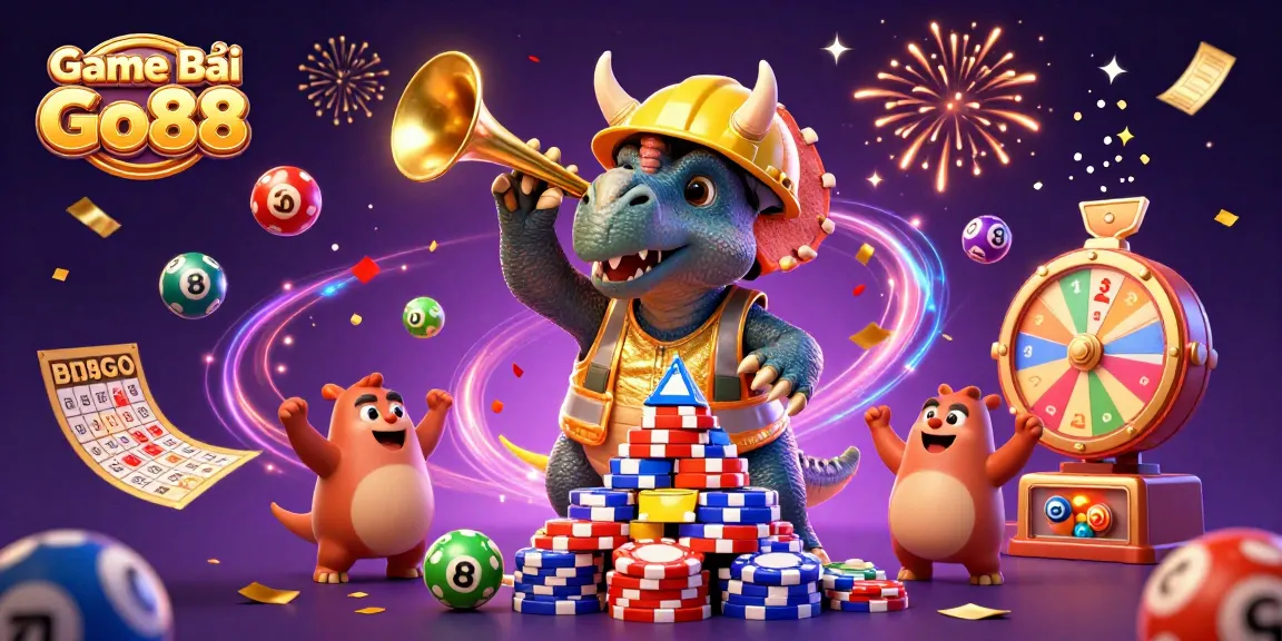 Game Bài Go88 illustration showcasing a fun casino scene with vibrant characters and dynamic gambling elements.