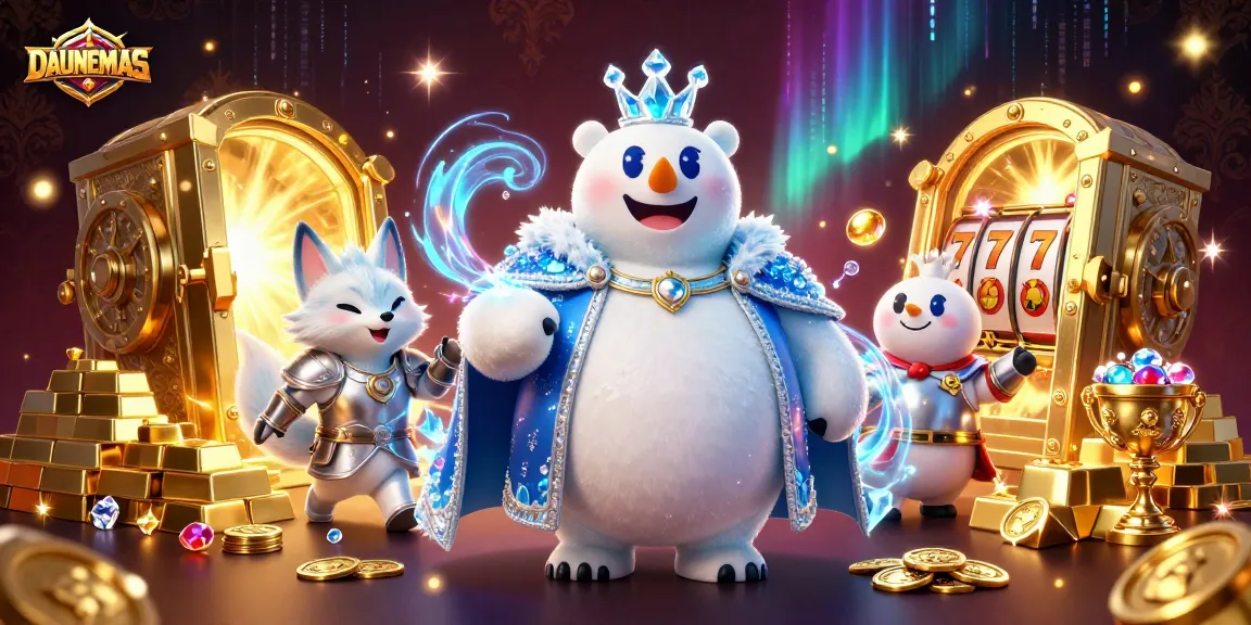 Experience DAUNEMAS gaming magic as the ice king polar bear and silver snow fox unveil golden treasures.