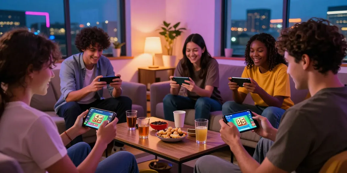 Players enjoying earning games on smartphones in a cozy living room.
