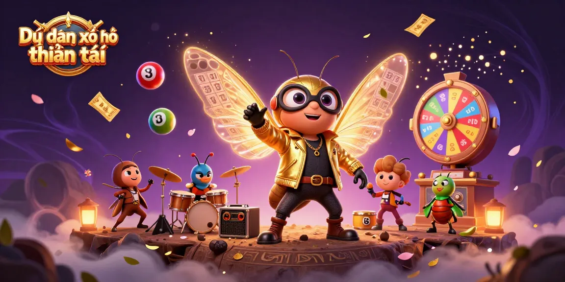 Dự đoán xổ số thần tài with vibrant lottery balls and a lively rock star theme, illustrating a dynamic lottery scene.
